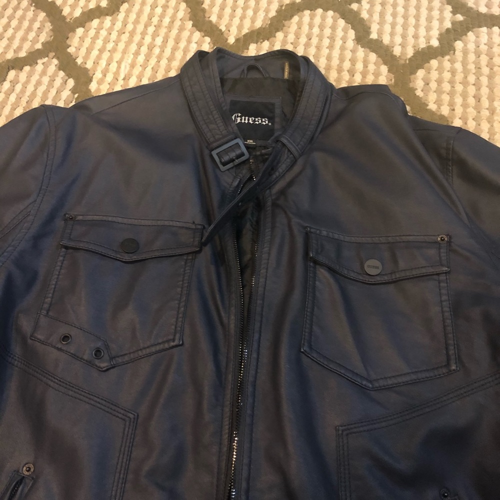 NWOT Men’s Faux Leather Guess jacket. Size XXL